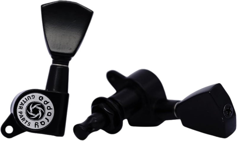 Eddaray Store Guitar Machine Heads (3R + 3L) - 1:15 Gear Ratio Sealed Tuning Key Pegs String Tuners Set with Tulip Shaped Knob Replacement (E-1004, Black) - Image 3